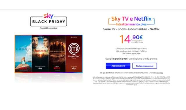 Sky TV e Netflix Black Friday sconto