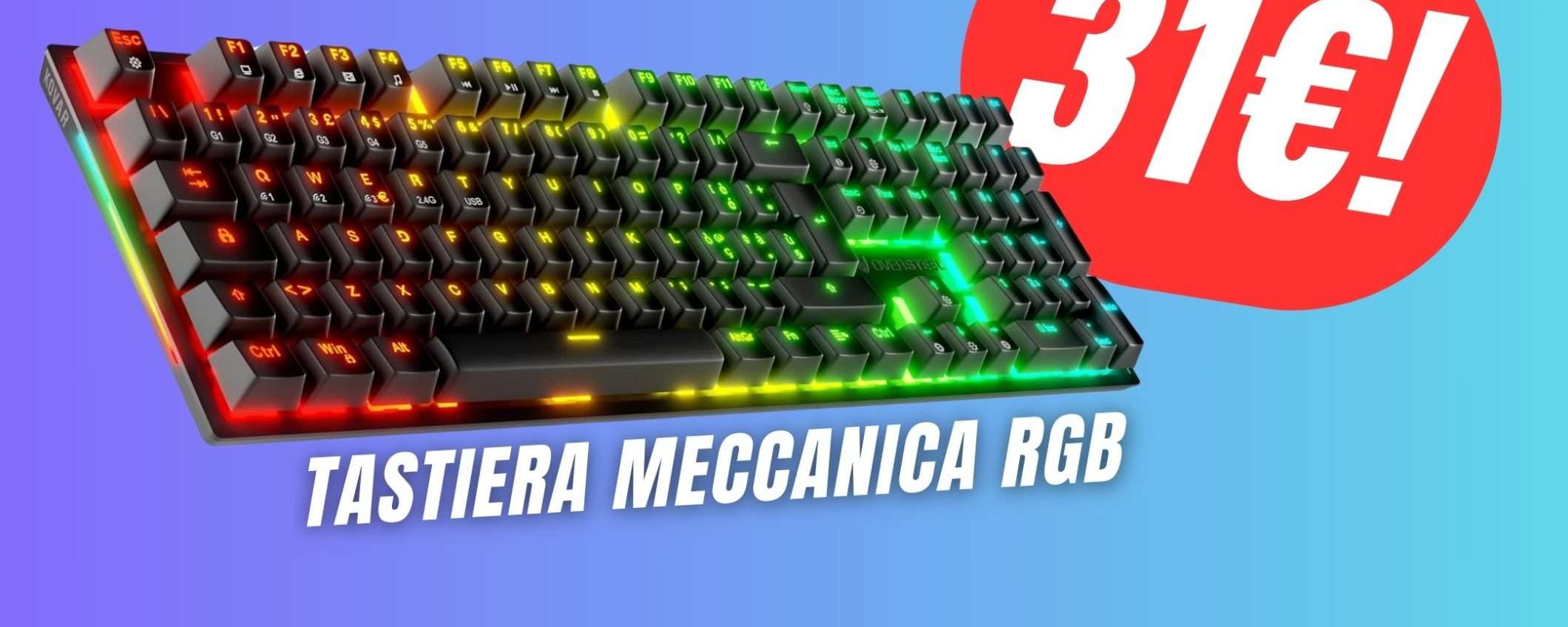 Questa Tastiera Meccanica da Gaming costa pochissimo grazie allo SCONTO del 20%!