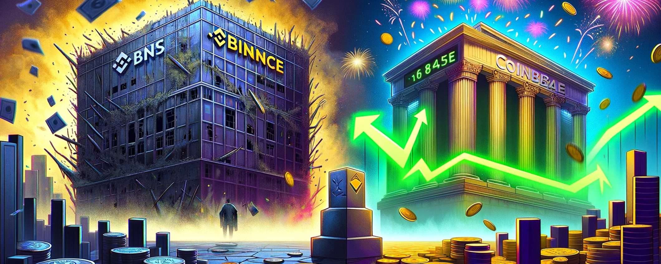 Binance in crisi, Coinbase in festa: il titolo sale del 18%