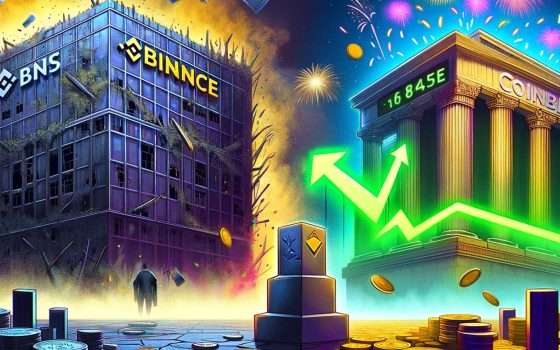 Binance in crisi, Coinbase in festa: il titolo sale del 18%