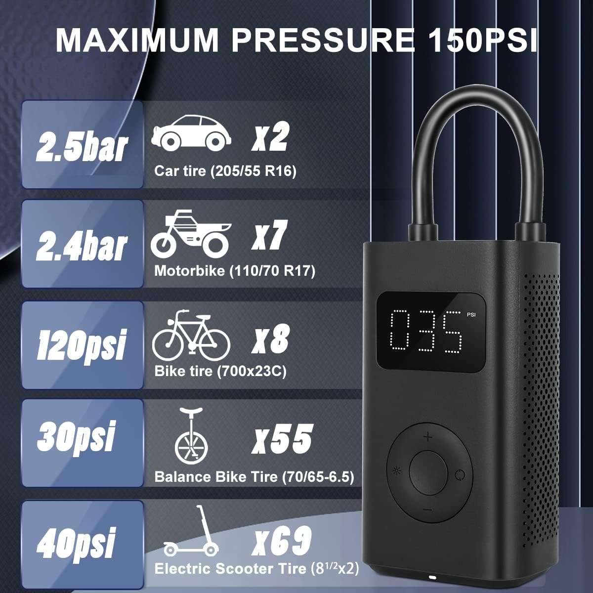 Xiaomi MI Portable AIR Pump Compressore per gonfiare biciclette