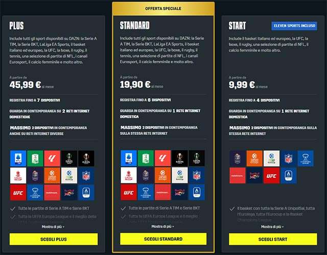 L'offerta speciale di DAZN per l'abbonamento STANDARD a metà prezzo con tutta la Serie A in streaming