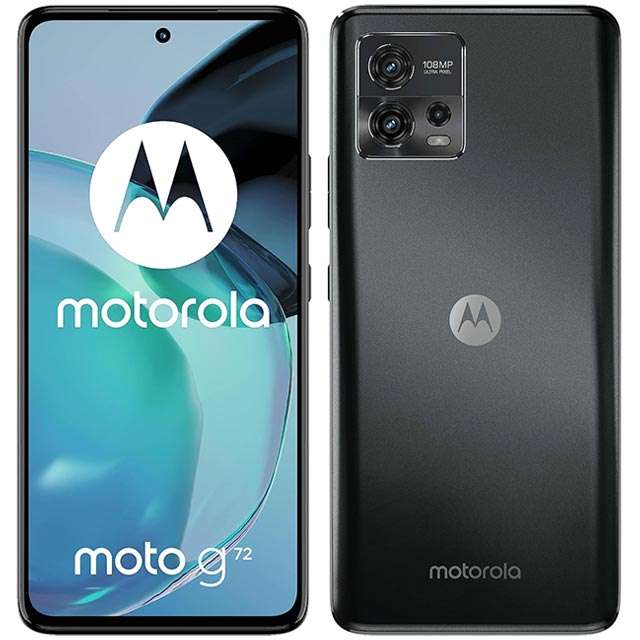 Lo smartphone Motorola moto g72 nella colorazione Meteorite Black
