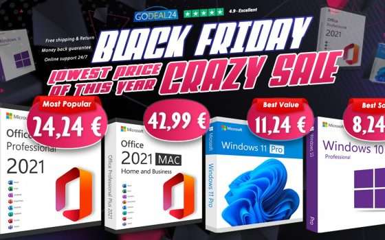 Il Black Friday 2023 sta arrivando: Office 2021 a soli 24,24€, Windows da 6€