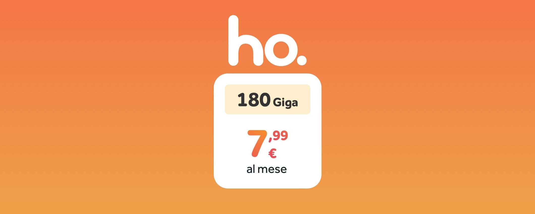 Ho Mobile 180GB: promo autunnale a 7,99€ al mese