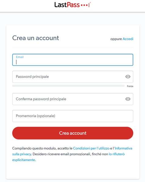 lastpass iscrizione gratis
