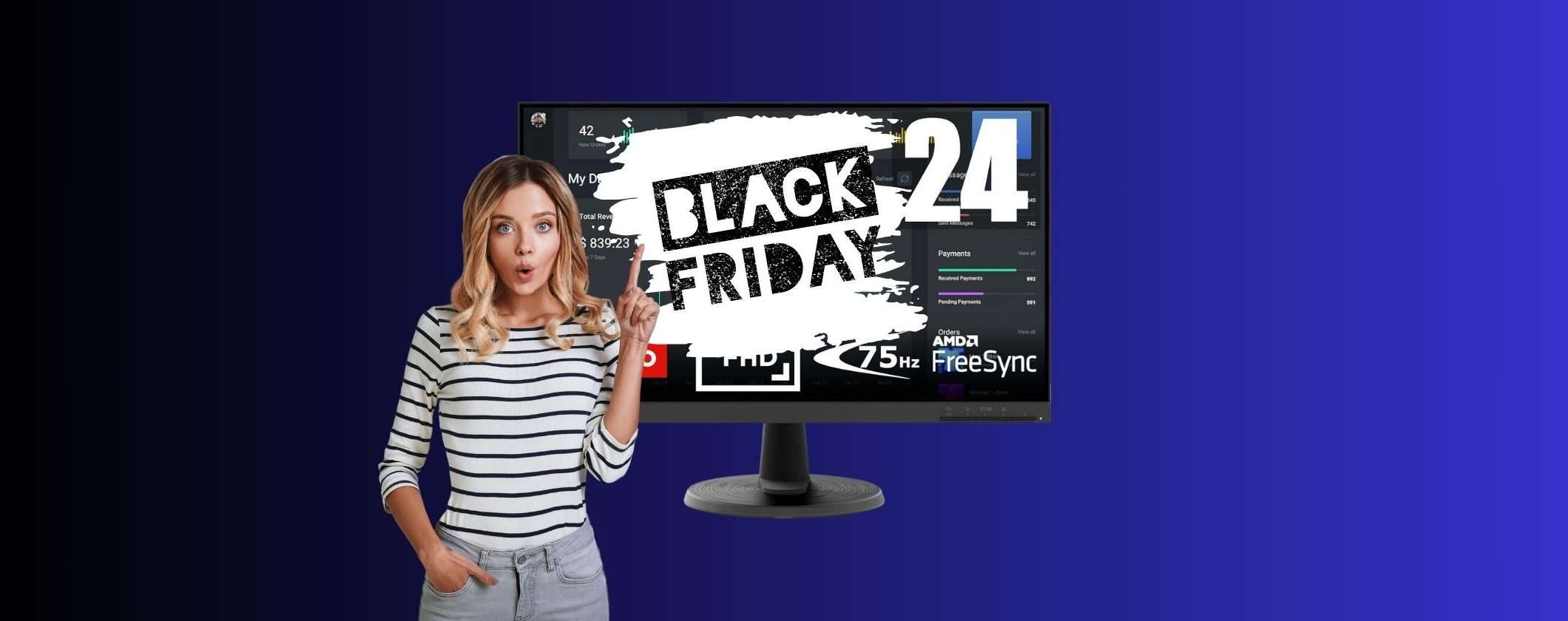 Meno di 100€ per il Monitor Lenovo D24 al Black Friday