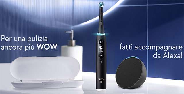 L'offerta su Amazon per lo spazzolino elettrico Oral-B iO6 e lo smart speaker Echo Pop con Alexa