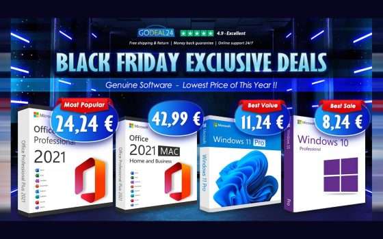 Godeal24, Black Friday show: Windows 11 a 7,5€ e Office 2021 da 14,85€