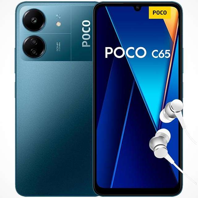 Lo smartphone POCO C65 nella colorazione Dark Blue
