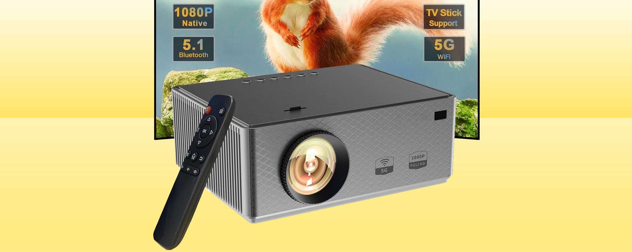 Mini Proiettore Portatile WTONISY M7 – Full HD 1080p Nativo, 300 ANSI Lumen, WiFi Bluetooth, Altoparlante 5W, Per Telefono E Netflix