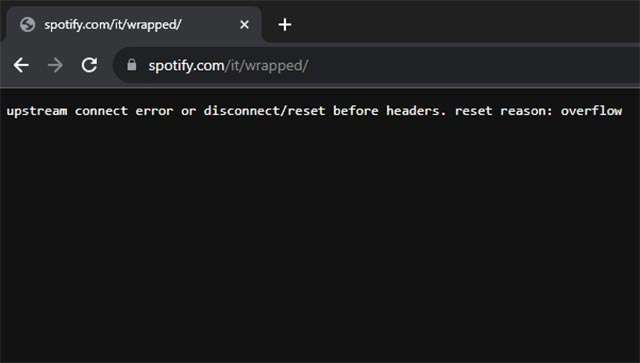 Il messaggio di errore restituito da Spotify Wrapped 2023