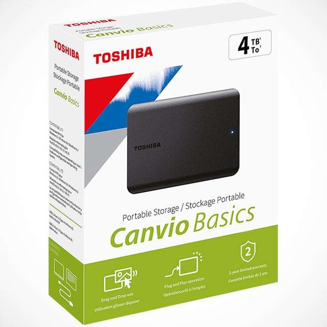 Il disco fisso portatile da 4 TB della linea Toshiba Canvio Basics