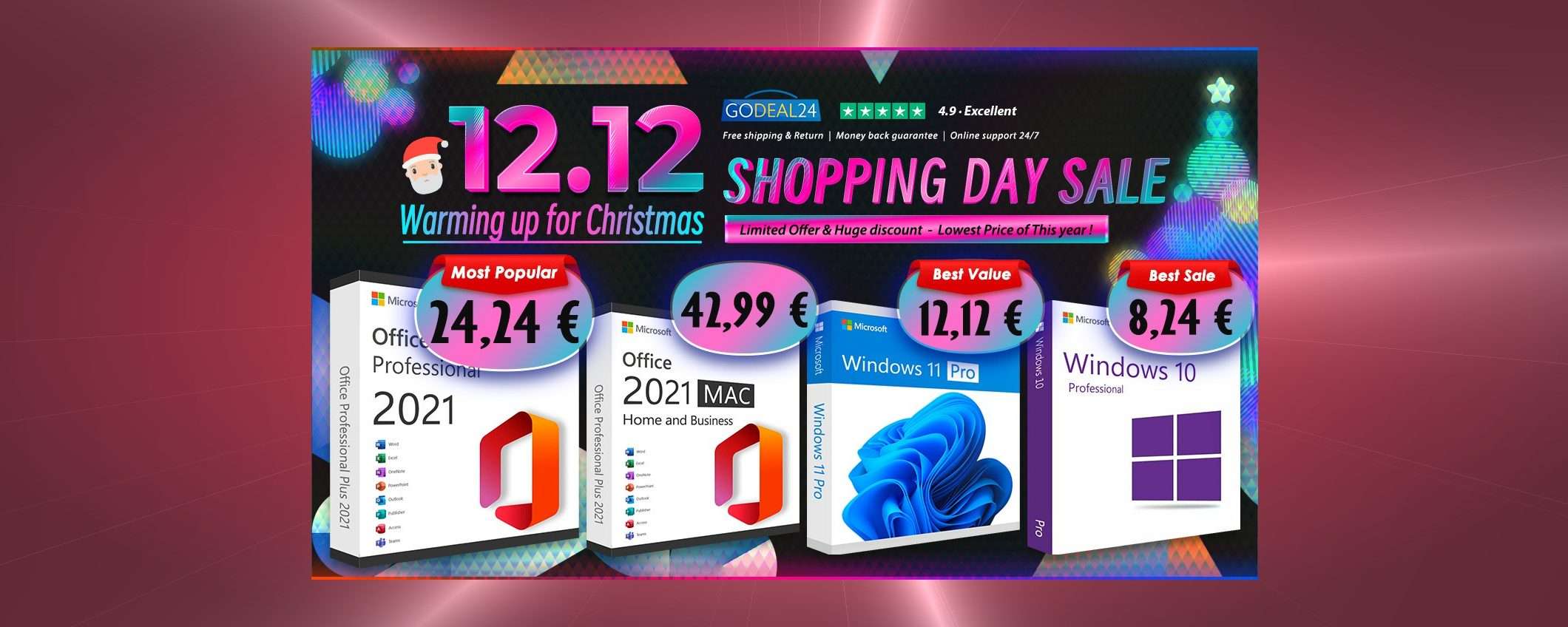 Prepariamoci al Natale! Office 2021 Pro per 24,24€ e Windows 11 Pro per 12,12€