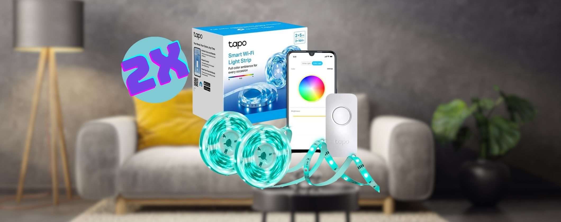 2 Strisce Led Smart Tapo multicolore al 34% di sconto su Amazon