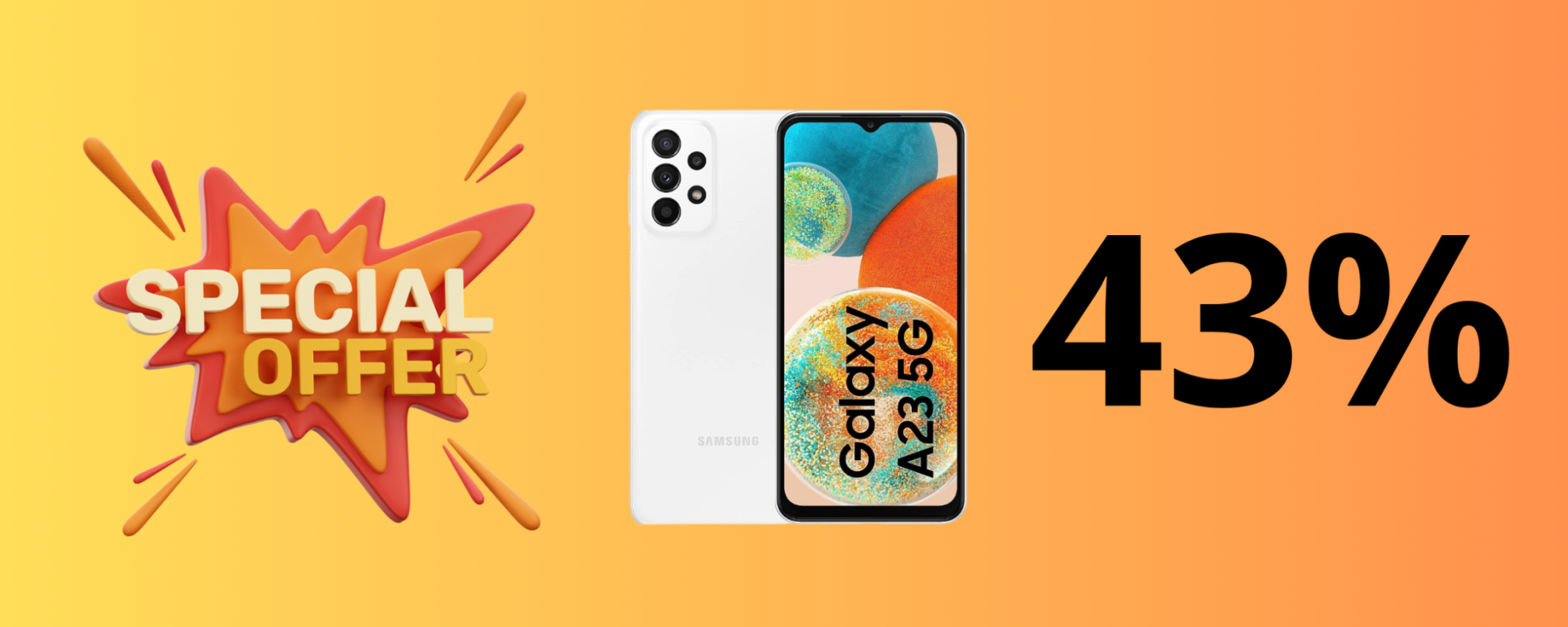 Samsung Galaxy A23 5G, in SUPER sconto del 43% a soli 199,99€