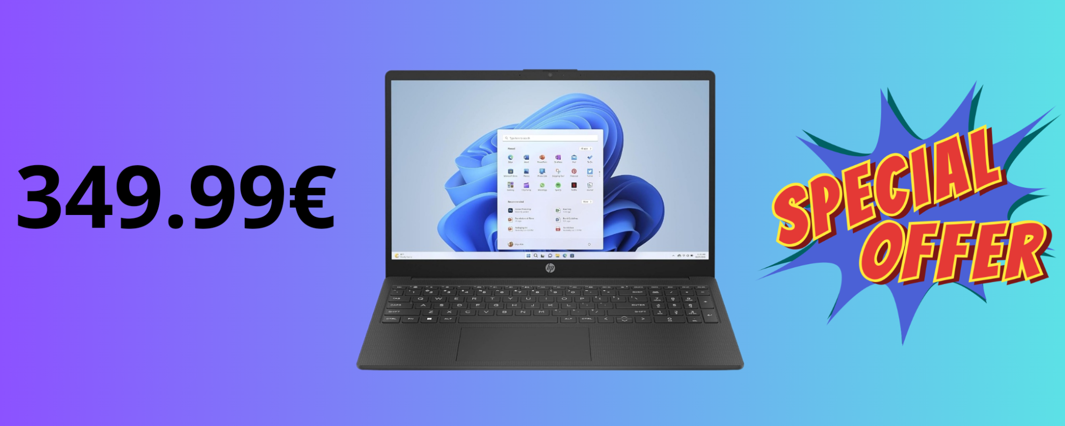 HP Laptop 15 con Windows 11 in offerta a SOLI 349,99€