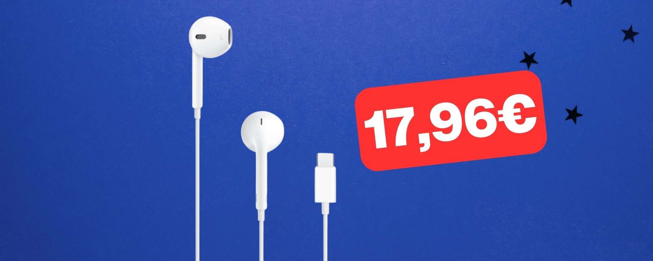 Auricolari Apple EarPods USB-C a soli 17,96€ su Amazon: offerta di Natale