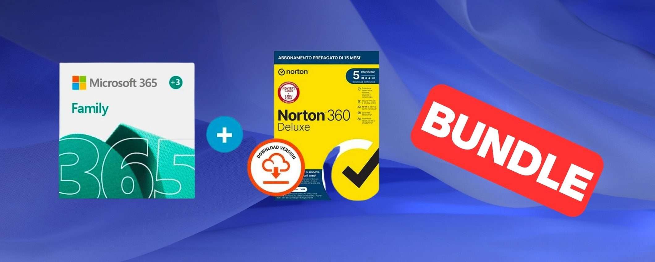 Microsoft 365 Family e Norton 360: bundle in SUPER SCONTO (-69%)