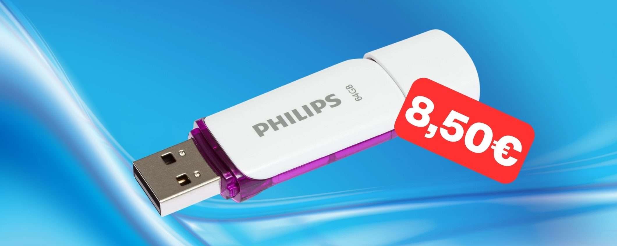 Chiavetta USB Philips 64GB a prezzo stracciato: solo 8,50€ (-63%)