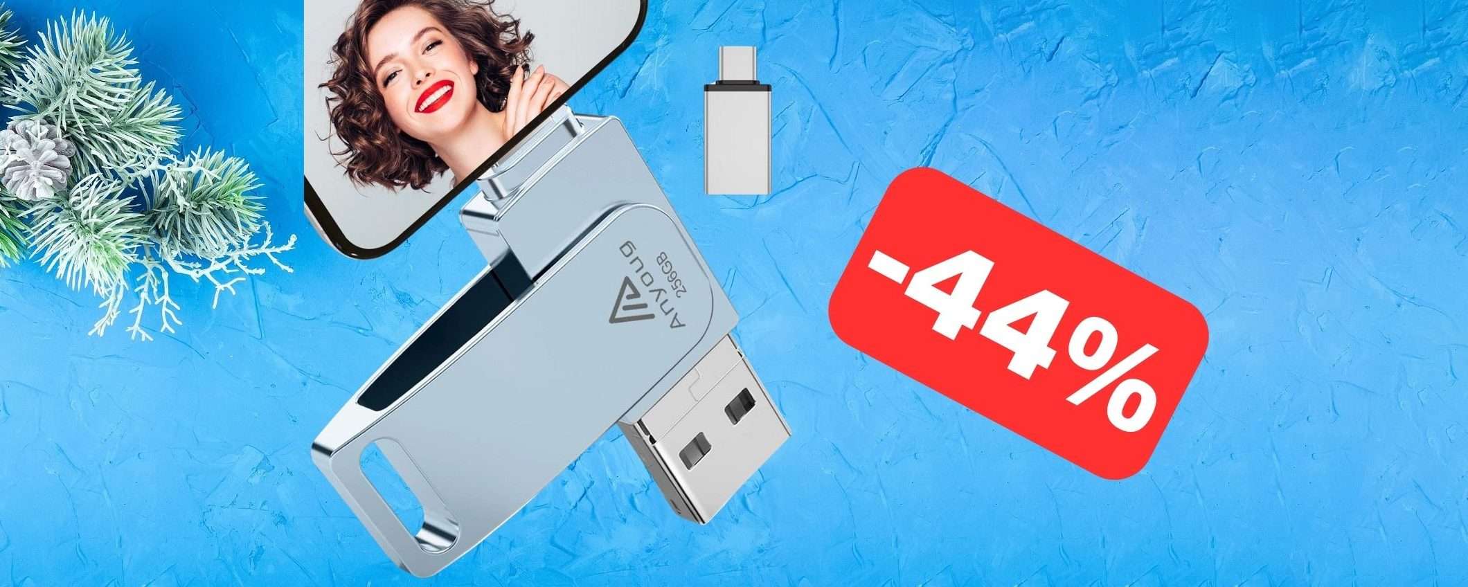 Chiavetta USB 256GB per smartphone in SUPER SCONTO su Amazon (-44%)