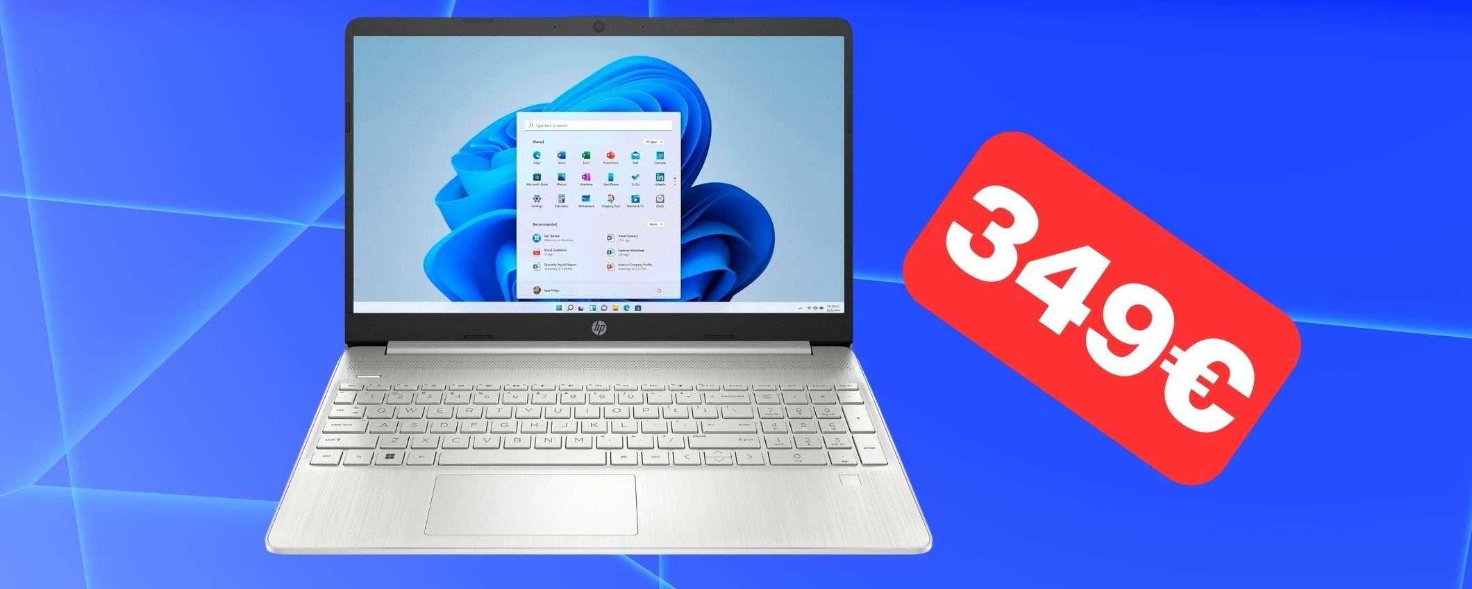 Solo 349€ per questo notebook HP con Windows 11 leggero e veloce