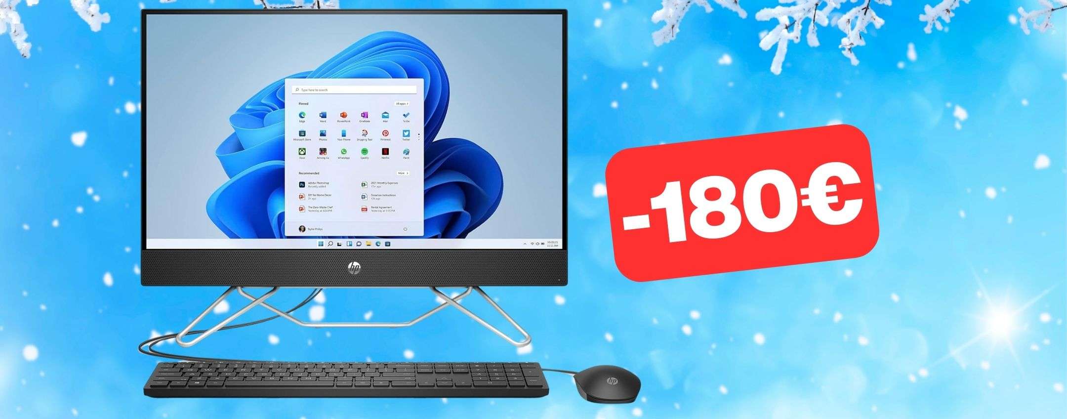 PC HP AllinOne (512GB SSD, 8GB RAM e W11) in offerta al MINIMO (180€)