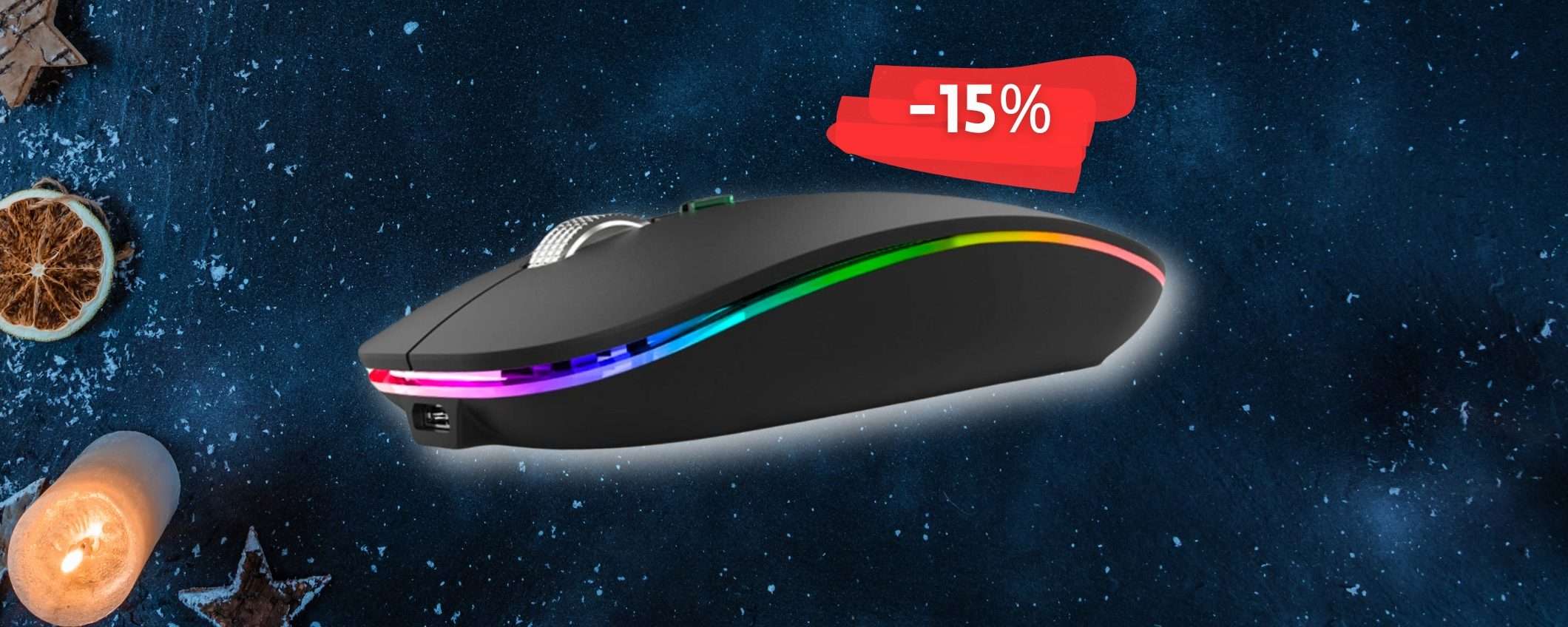 Convenienza senza fili: mouse DOPPIA connettività e ricaricabile (14€)