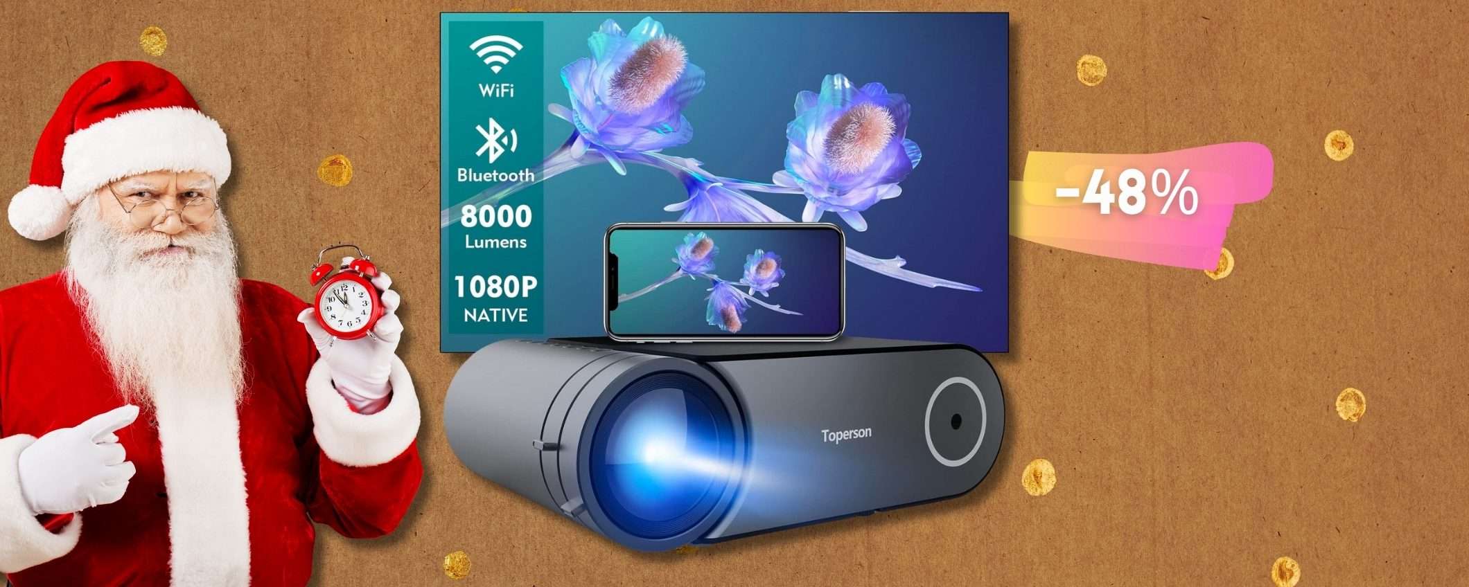 Home cinema di Qualità: proiettore nativo 1080p con WiFi e Bluetooth