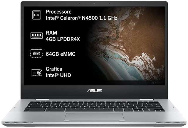 Il notebook ASUS Chromebook Flip CX1 con processore Intel e sistema operativo ChromeOS