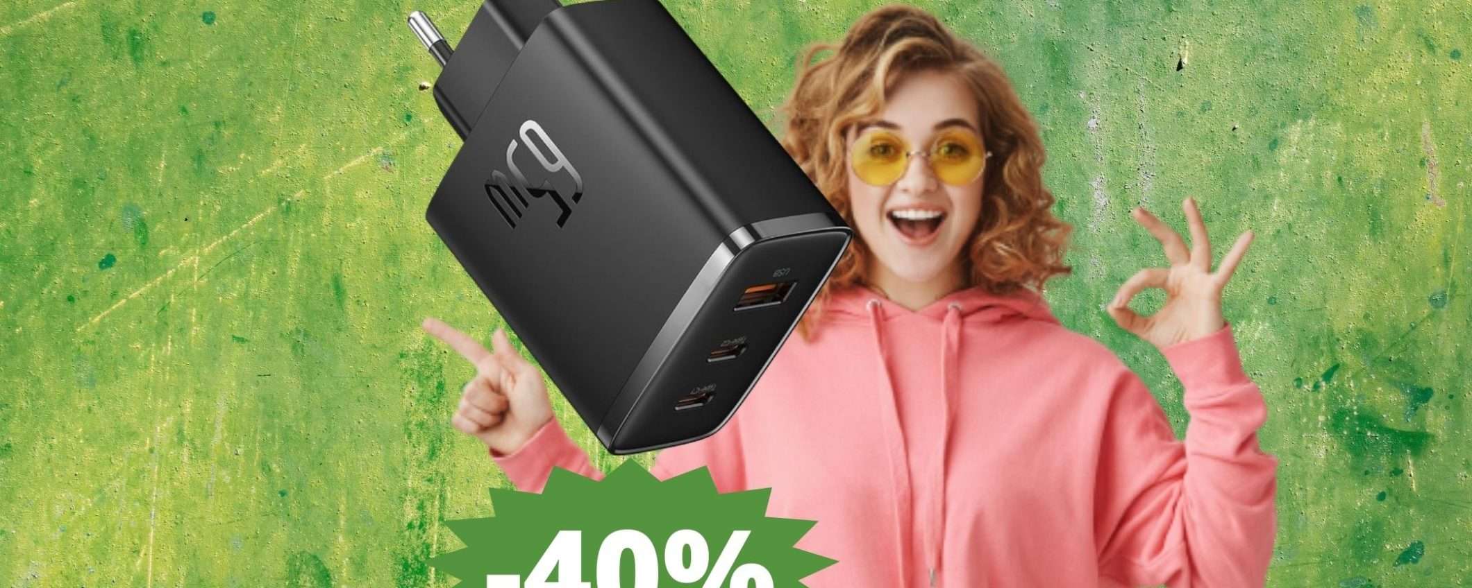 Caricatore Baseus USB-C da 65W: AFFARE assurdo su Amazon (-40%)