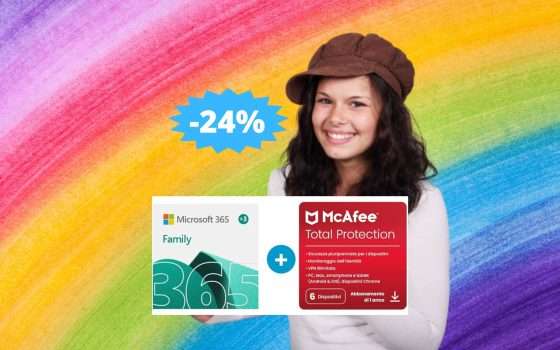 Microsoft 365 + McAfee Total: SUPER sconto del 24% su Amazon