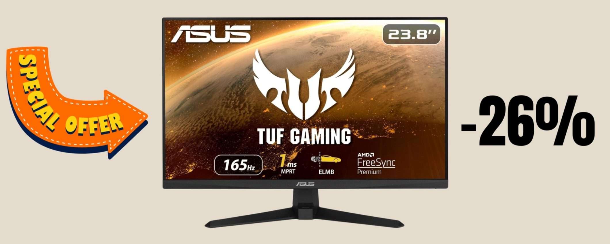 ASUS TUF Gaming Monitor, a SOLI 169,99€ non c'è di meglio