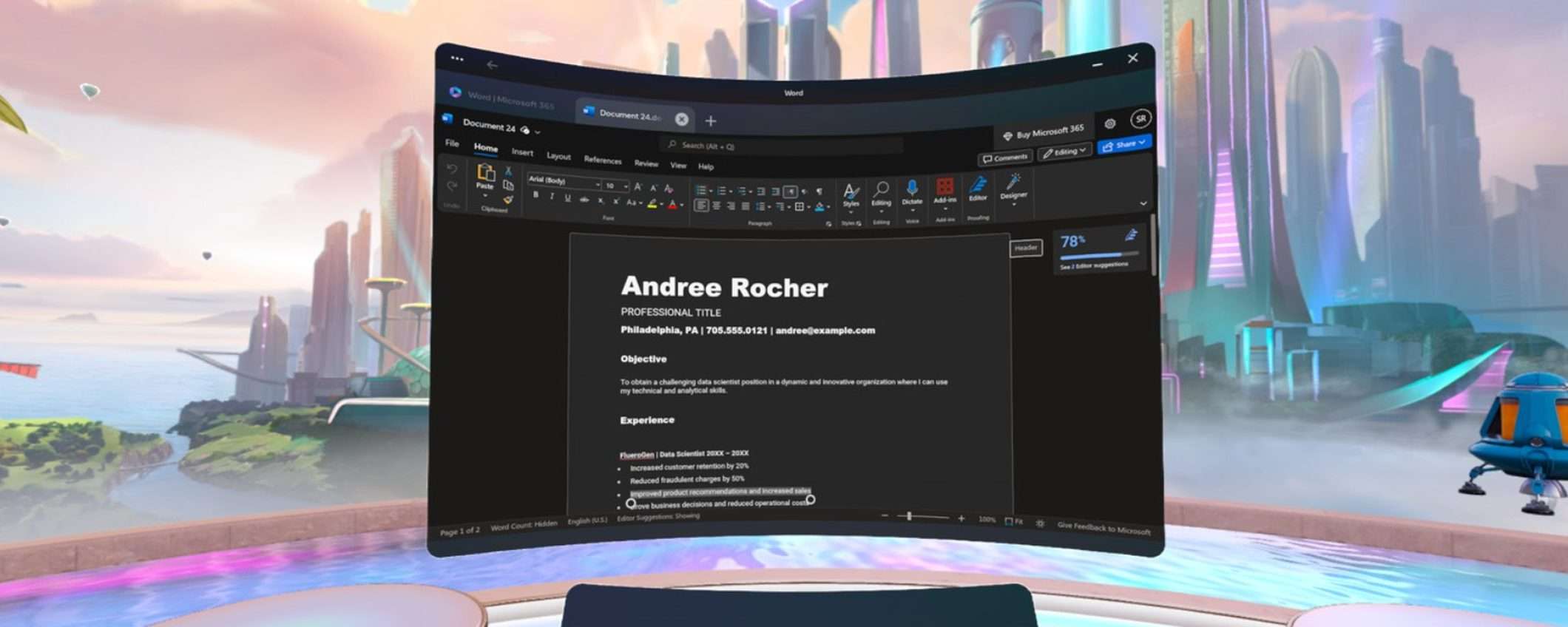 Office è gratis su Meta Quest: Word ed Excel in VR