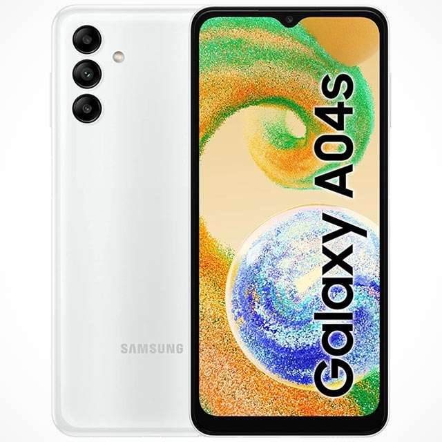 Lo smartphone Samsung Galaxy A04s nella colorazione White
