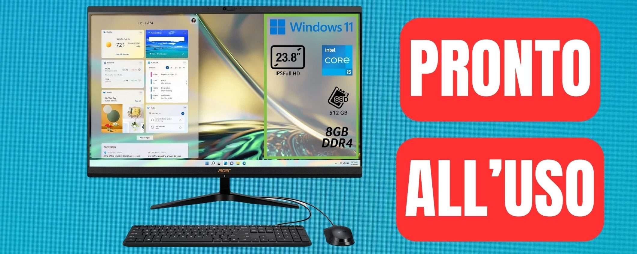 Acer Aspire C24: PC Desktop All-in-One pronto all'uso in OTTIMA OFFERTA