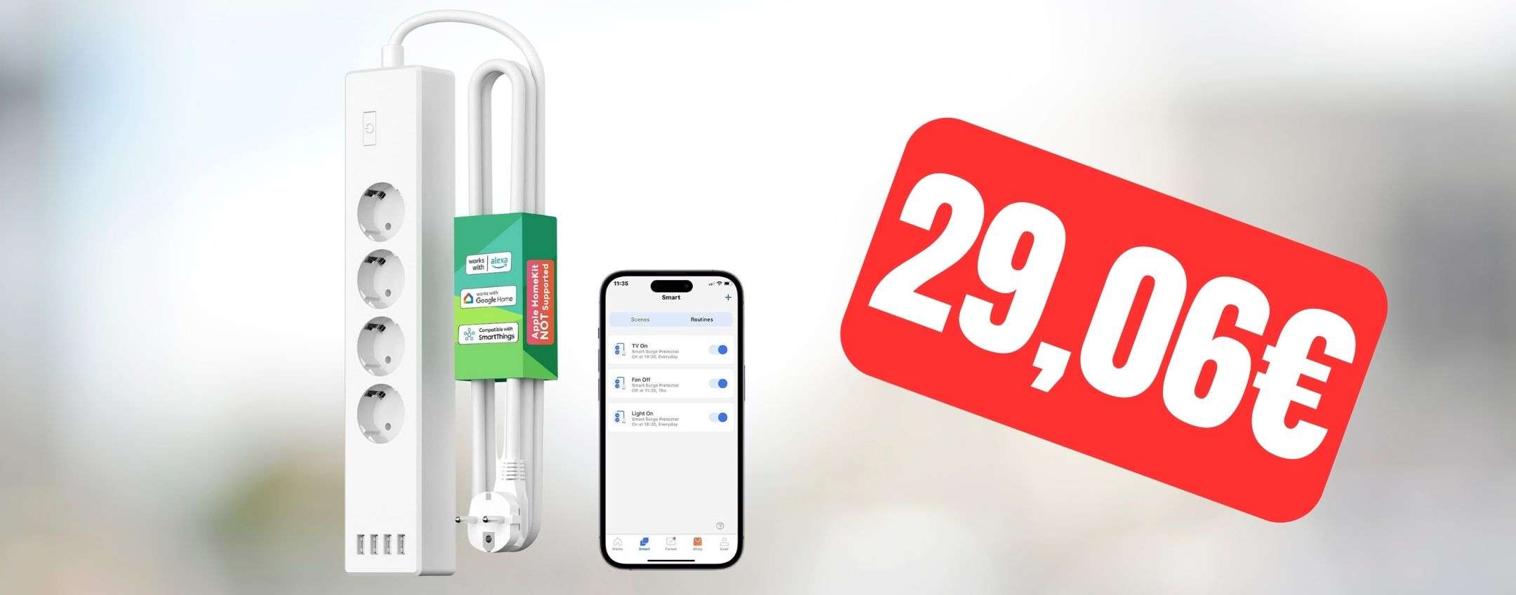 BSEED Presa normale con interruttore della luce Smart Alexa, compatibile con Alexa, Google Home, interruttore touchscreen in vetro, interruttore della luce intelligente a 2 scomparti, 1 via, presa 16