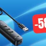 Hub USB 3.0 universale: 4 porte aggiuntive a soli 8,48€
