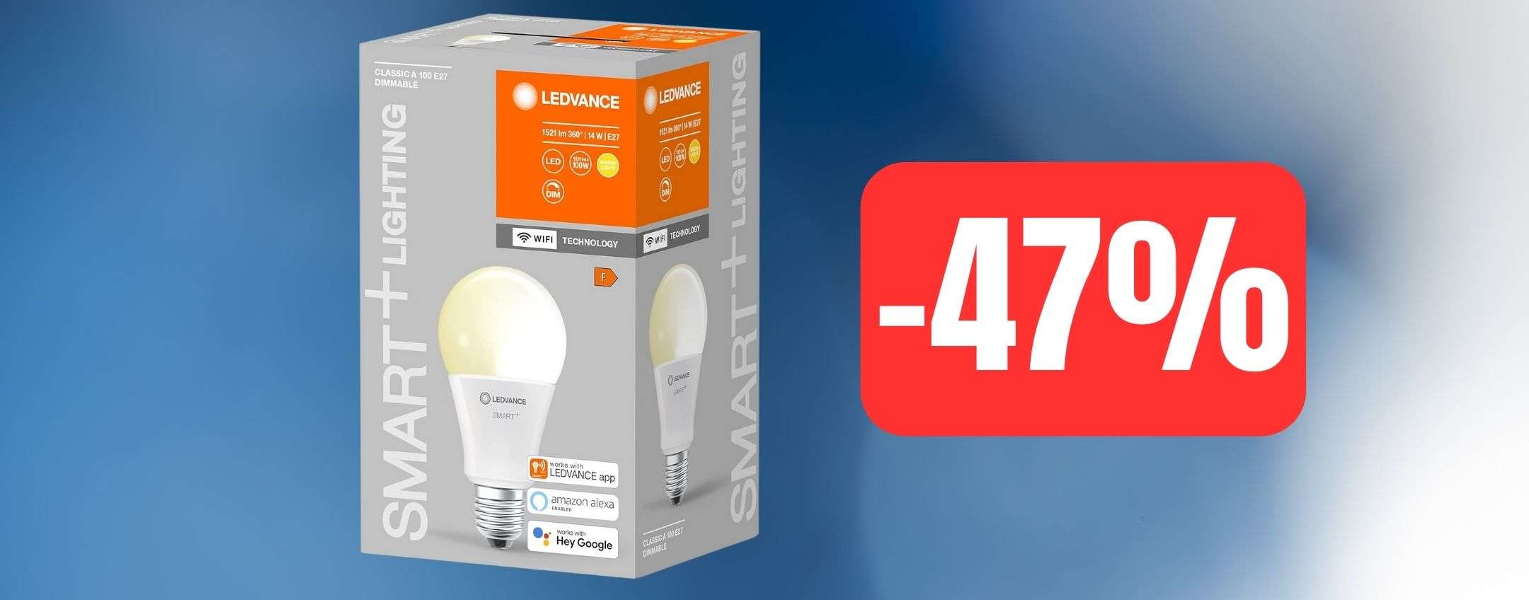 Lampada LED Smart WiFi E27 in SUPER SCONTO su Amazon