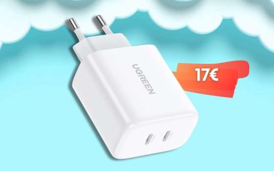 Caricatore DOPPIO USB C 20W+20W per Apple, Samsung e tanti altri (17€)