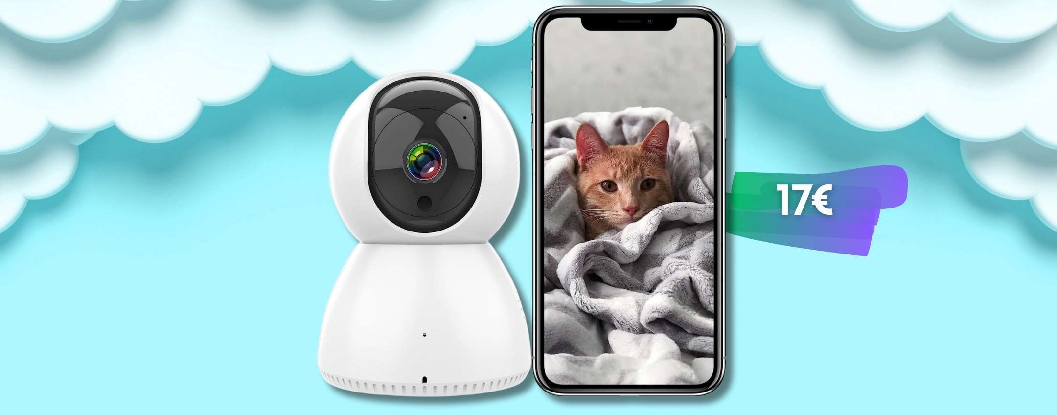 Septekon Telecamera Di Sicurezza 2K FHD WiFi Per Interni, Pan Tilt