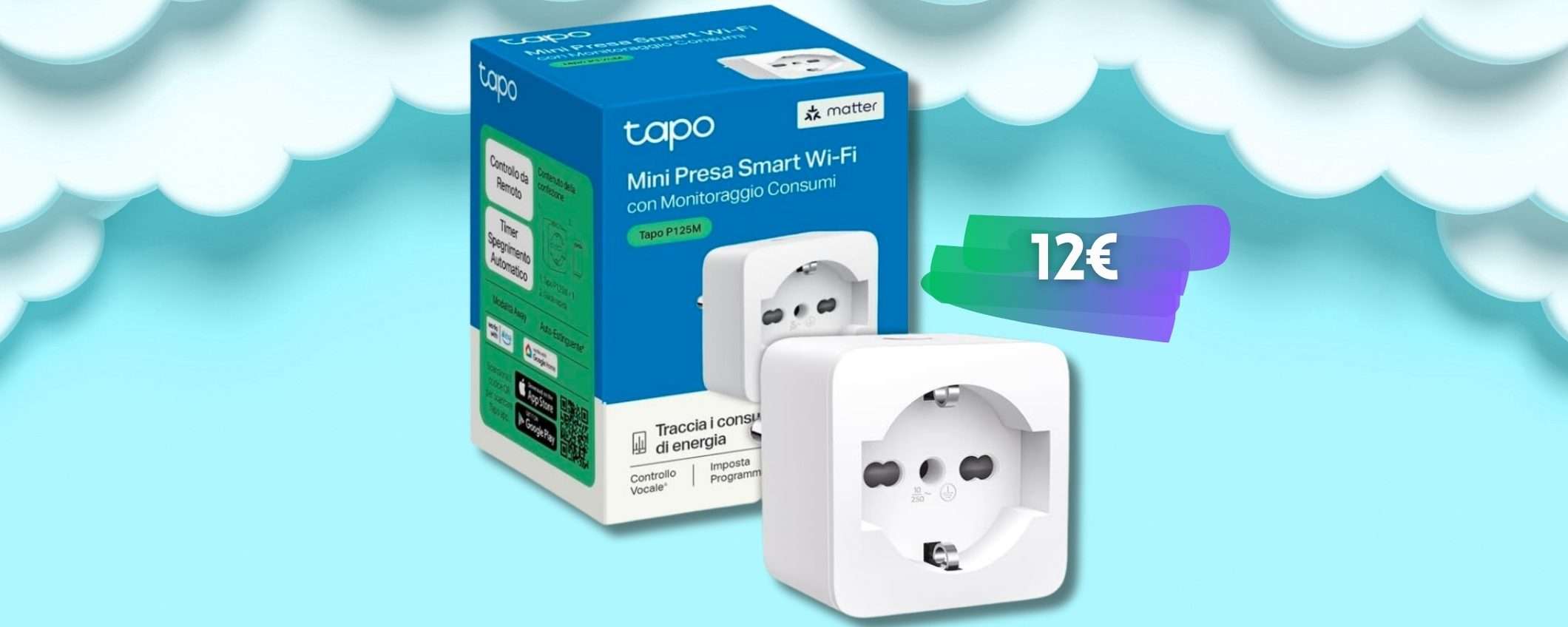 Presa SMART per controllo da remoto e monitoraggio dei consumi (12€)