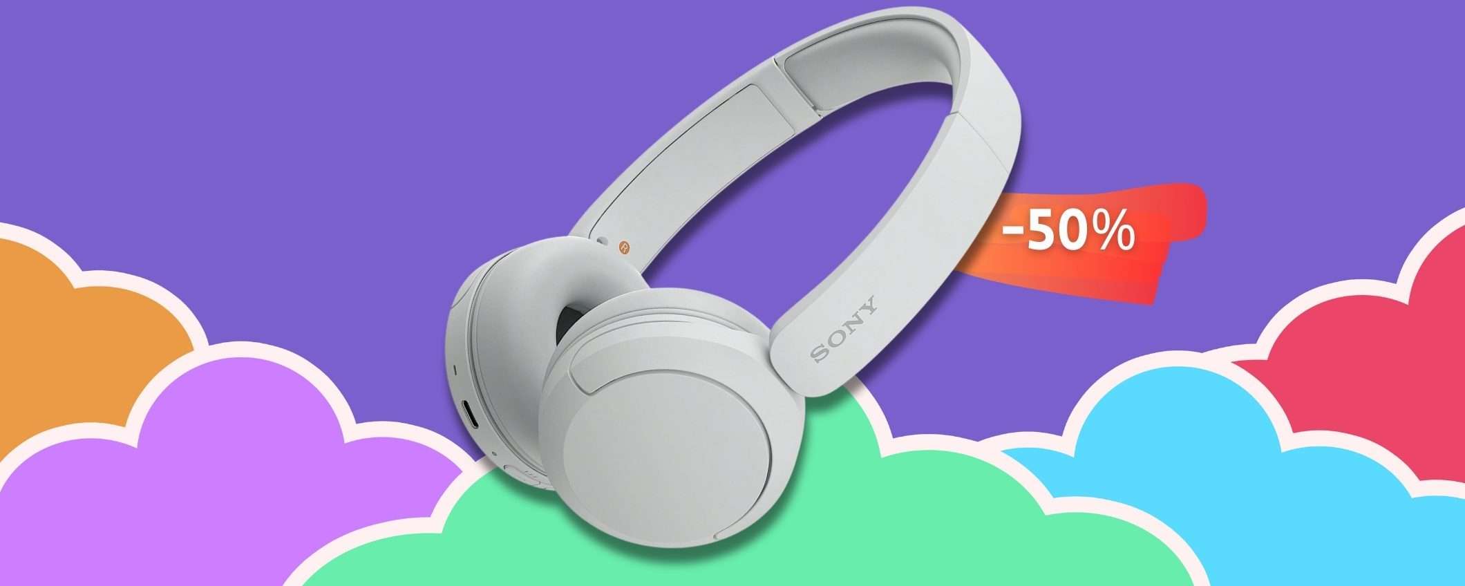 Sony WH-CH520, cuffie wireless da 50 ore che VA A RUBA: sconto 50%