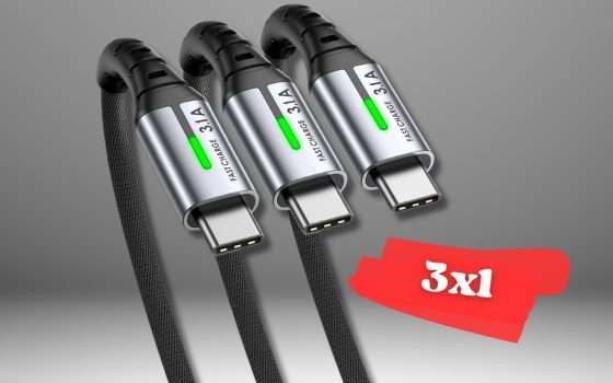 TRIS cavi USB C ricarica rapida per smartphone, tablet e non solo (9€)