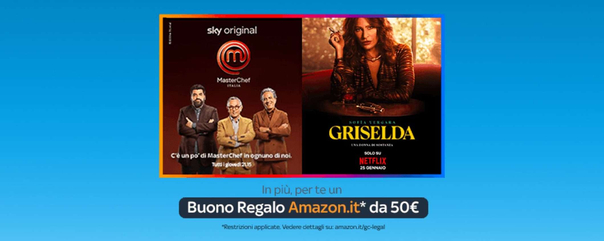 Promo Sky Intrattenimento Plus: hai anche Netflix e un buono Amazon