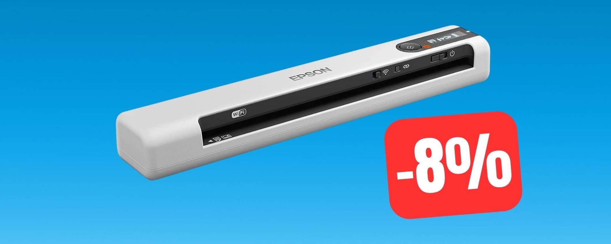 Epson Workforce DS-80W: scanner portatile A4 in OFFERTA su Amazon