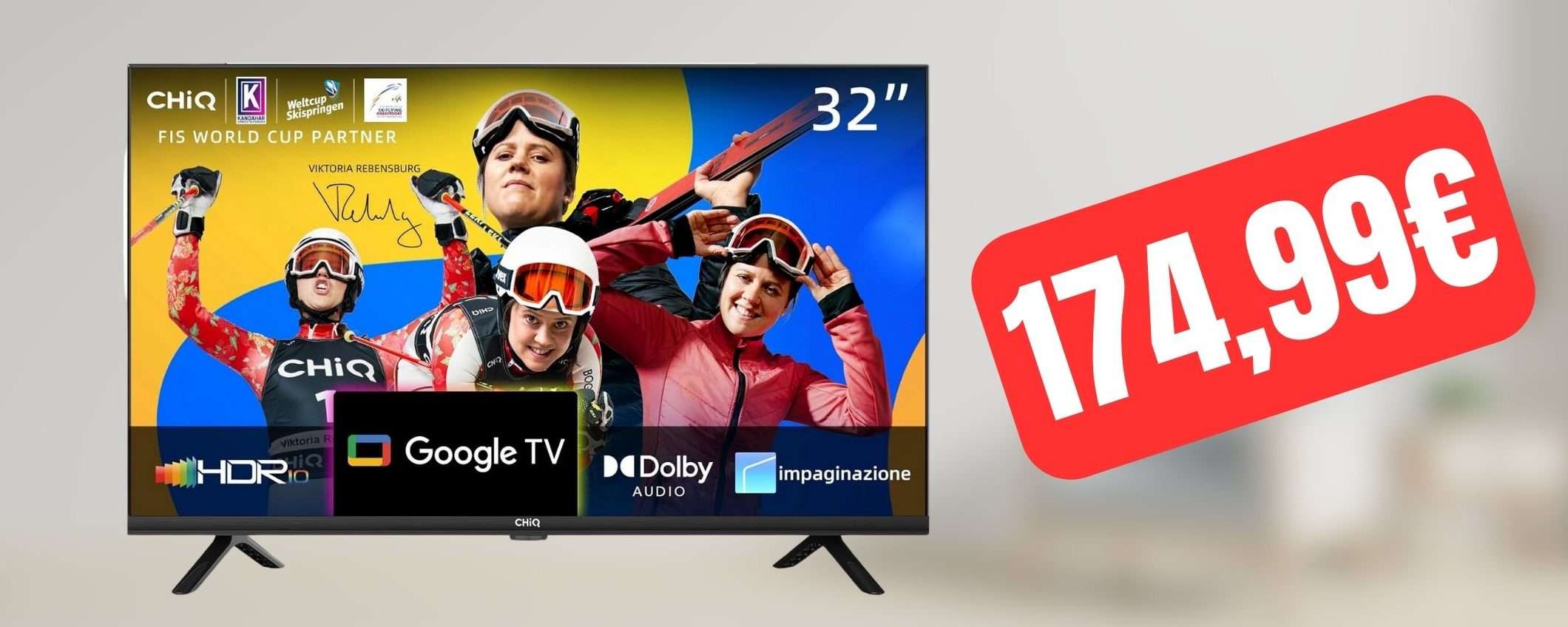 Solo 174,99€ per questa smart TV da 32 pollici con Google TV