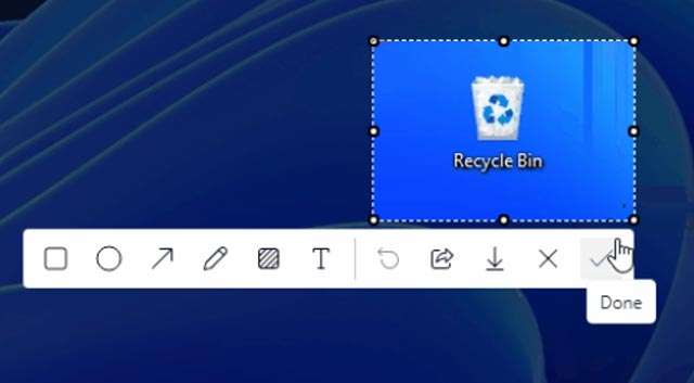Gli strumenti per aggiungere informazioni alle immagini catturate con Add a screenshot per Copilot