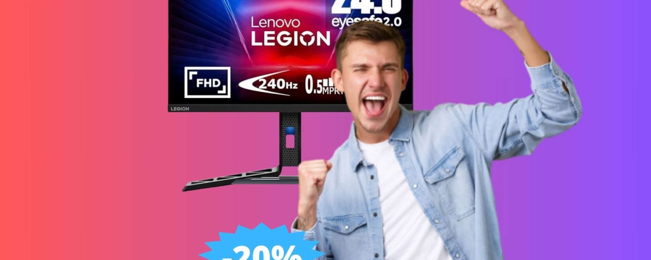Monitor da gaming Lenovo Legion: SUPER sconto del 20%