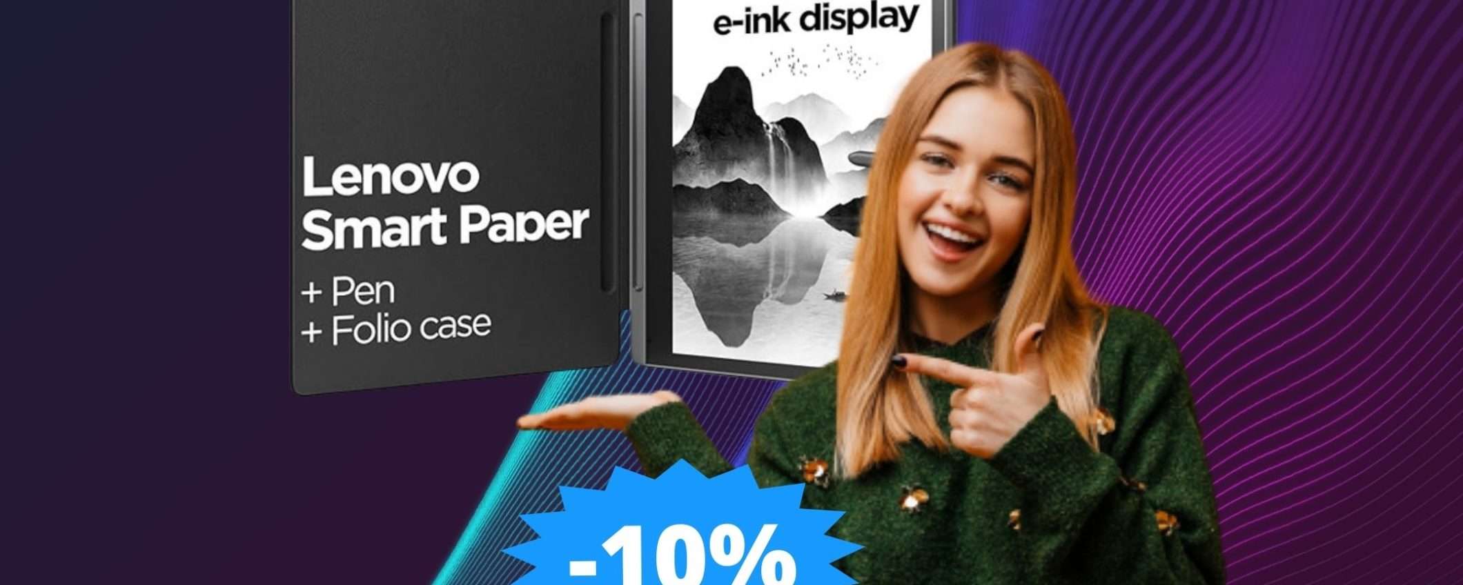 Lenovo Tab Smart Paper: RISPARMIA subito 50 euro su Amazon